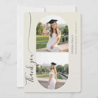 Elegant Script Grad Arch Photo Graduation Party Bedankkaart
