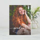 Elegant Script Graduate 5 Photo Collage Graduation Aankondiging (Staand voorkant)