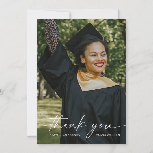 Elégant Script Graduation Merci Cartes (Devant)