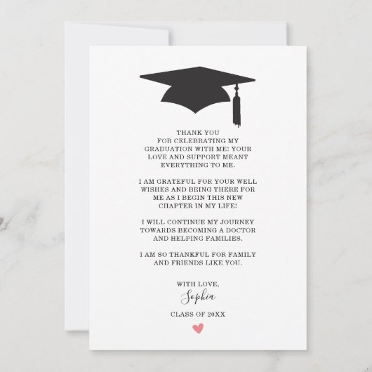 Elégant Script Graduation Merci Cartes (Dos)