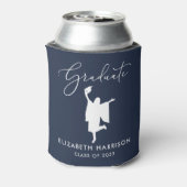 Elegant Script Graduation Party Blue Blikjeskoeler (Blikje Achterkant)