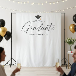 Elegant Script Graduation Party Photo Backdrop Wandkleed