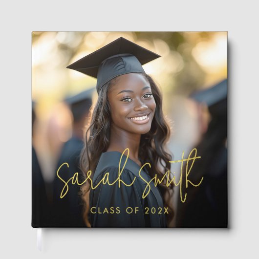 Élégant script graduation photo nom du diplômé (Recto)