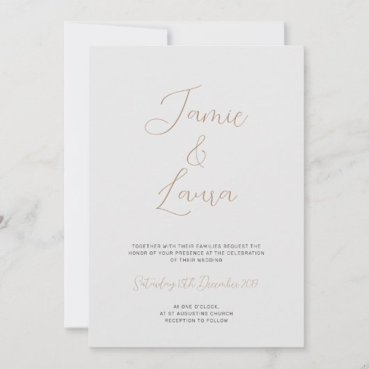 Elegant Script Gray Wedding Invitation Kaart (Voorkant)