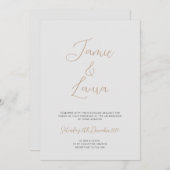 Elegant Script Gray Wedding Invitation Kaart (Voorkant / Achterkant)