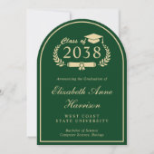 Elegant Script Green College Graduation Party Arch Kaart (Voorkant)