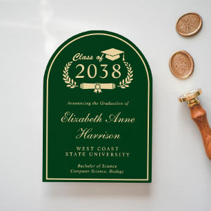 Elegant Script Green College Graduation Party Arch Kaart