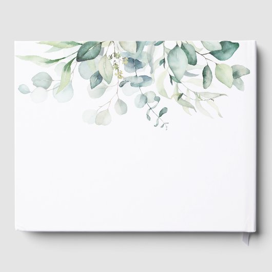 Élégant script Green Foliage Mariage livre d'hôte (Verso)