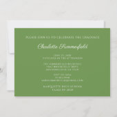 Élégant Script Green Graduation Photo Invitation (Dos)