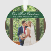 Elegant Script Green Ons eerste kerstOrnament Ornament (voorkant)