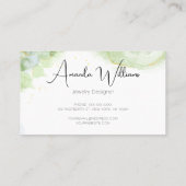 Elegant Script Green Waterverf Gold Visitekaartje (Achterkant)
