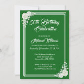 Elegant script Green White Rose 50ste verjaardag Kaart (Voorkant)