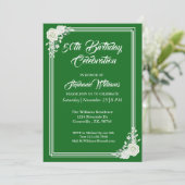 Elegant script Green White Rose 50ste verjaardag Kaart (Staand voorkant)