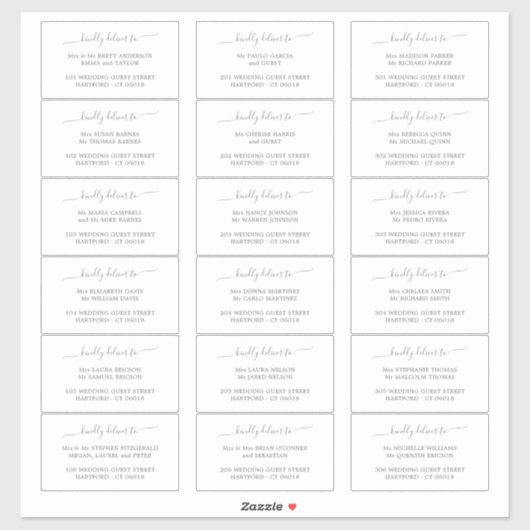 Elegant Script Grey Gast Adres Label Sjabloon (Vel)