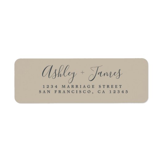 Elegant Script Grey Wedding Return Address Label (Voorkant)