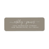 Elegant Script Grey Wedding Return-adres Etiket (Voorkant)