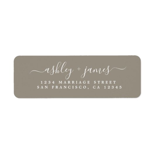 Elegant Script Grey Wedding Return-adres Etiket (Voorkant)