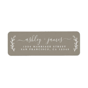 Elegant Script Grey Wedding Return-adres Etiket