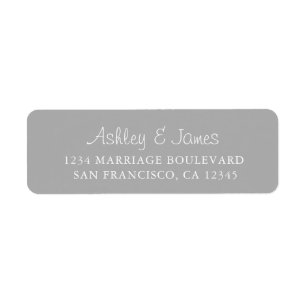 Elegant Script Grey Wedding Return-adres Etiket