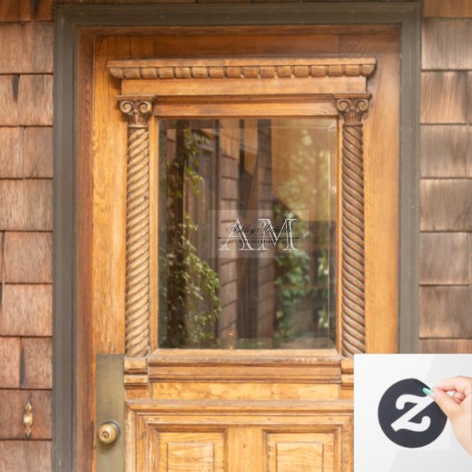 Elegant Script Grijs 2 Initiaal Monogram Naam Tite Raamsticker (Huis Deur)