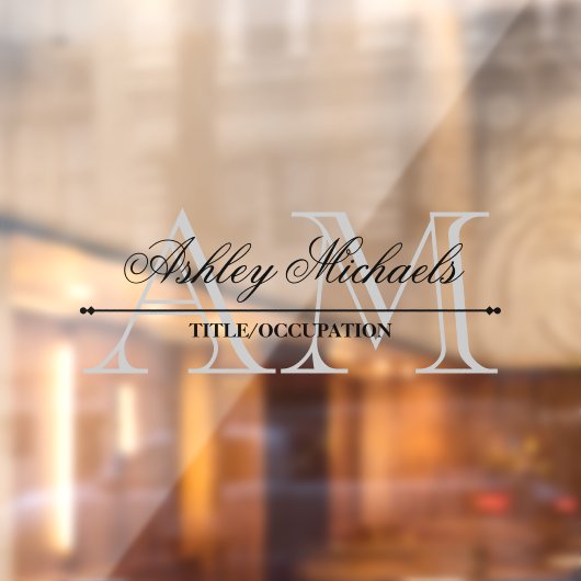 Elegant Script Grijs 2 Initiaal Monogram Naam Tite Raamsticker (Vel 2)