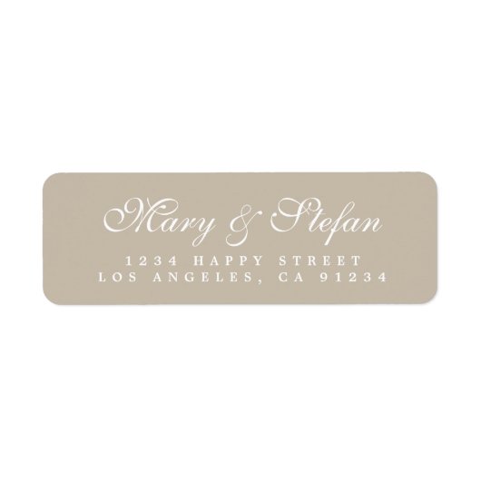 Elegant script Grijs of bruiloft retour adres Etiket (Voorkant)