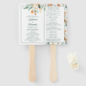 Elegant script groen bloemenbruiloft ceremonie handwaaier (Voorkant en achterkant)