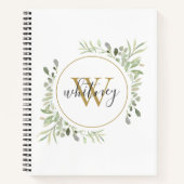 Elegant Script groen chique gouden monogram Notitieboek (Voorkant)