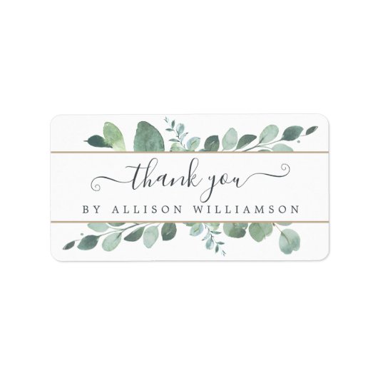 Elegant script groen dank u etiket (Voorkant)