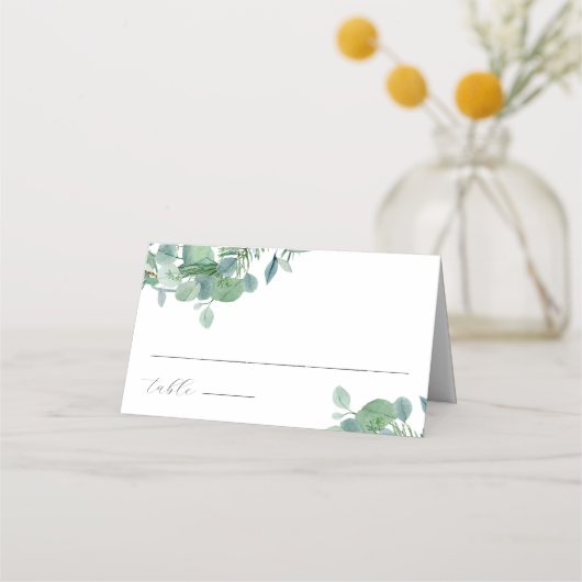 Elegant script groen laat eucalyptus bruiloft (Voorkant)