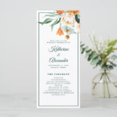 Elegant Script groen Waterverf bloemenbruiloft Programma (Staand voorkant)