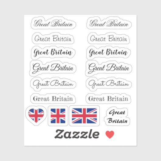 Elegant script Groot-BritBrittannië Sticker (Vel)