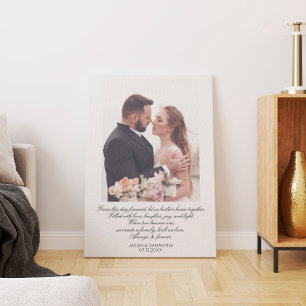 Elegant Script Grote Trouwfoto & Aangepaste Huweli Canvas Afdruk