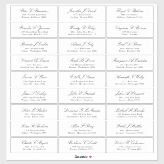 Elegant Script Guest Names Address Sticker (Vel)