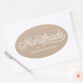 Elegant script handgemaakt product kraft ovale sticker (Envelop)