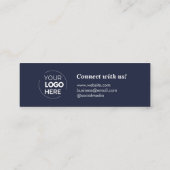 Elegant script handschrift dank u marineblauw mini visitekaartje (Achterkant)