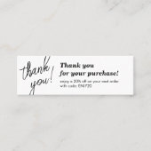 Elegant script handschrift dank u wit mini visitekaartje (Voorkant)