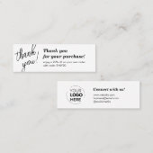 Elegant script handschrift dank u wit mini visitekaartje (Voorkant / Achterkant)