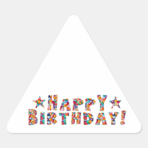 Elegant script: HAPPY BIRTHDAY Driehoek Sticker