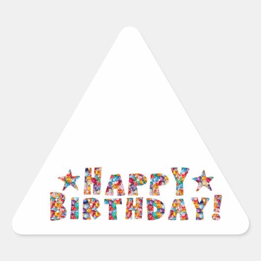 Elegant script: HAPPY BIRTHDAY Driehoek Sticker (Voorkant)