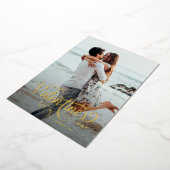Elegant Script Happy Valentine's Day Photo Stripe Folie Feestdagenkaart (Gedraaid)