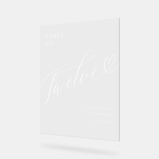 Elegant Script hart bruiloft tafel nummer twaalf Acryl Bord (Hoek)