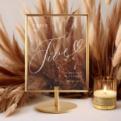 Elegant Script hart bruiloft tafel nummer vijf Acryl Bord