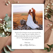 Elegant Script Hart Foto Bruiloft Dank u Kaart