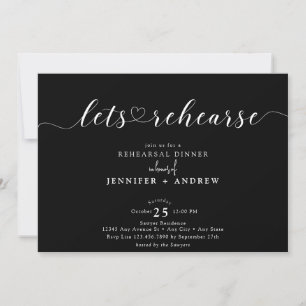Elegant Script Hart Rehearsal Dinner Kaart