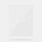 Elegant Script Hart Trouwtafel Nummer Zeven Acryl Bord (Voorkant)