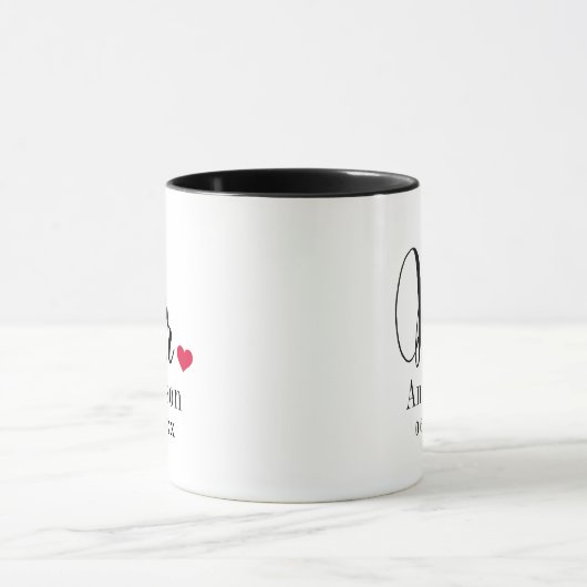 Elegant Script Heart Custom Wedding Monogram Mok (Midden)