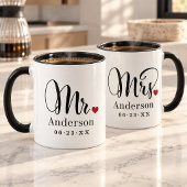 Elegant Script Heart Custom Wedding Monogram Mok