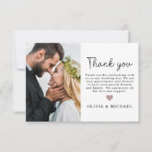 Élégant Script Heart Photo Mariage Carte de remerc (Devant)