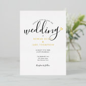 Elegant Script Heart Photo Wedding Folie Uitnodiging (Staand Voorkant)